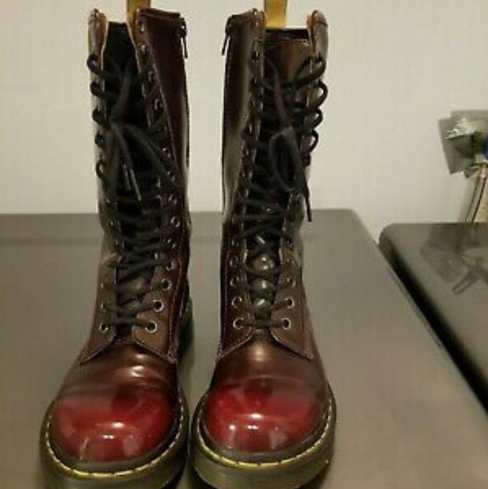 Dr. Martens Vegan Tall Boots | NEW | Cherry Red